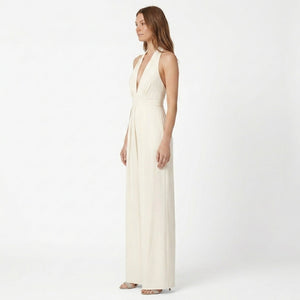 Dominique | Women's Deep V-Neck Sleeveless Wide Leg Evening Jumpsuit