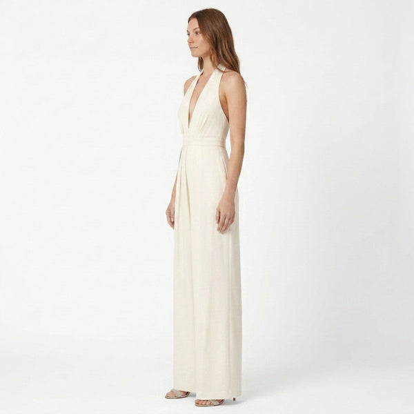 Dominique | Women's Deep V-Neck Sleeveless Wide Leg Evening Jumpsuit