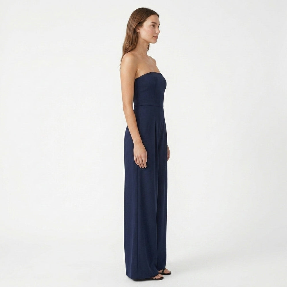 Francesca | Women's Strapless Wide Leg Black Evening Jumpsuit