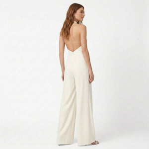 Dominique | Women's Deep V-Neck Sleeveless Wide Leg Evening Jumpsuit