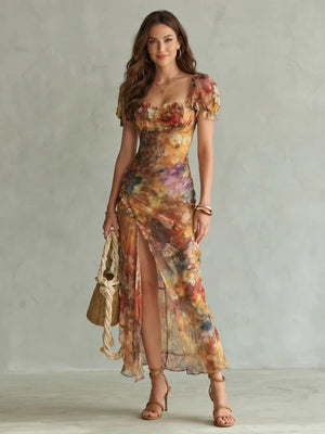 Isabelle Ruffled Chiffon Midi Dress