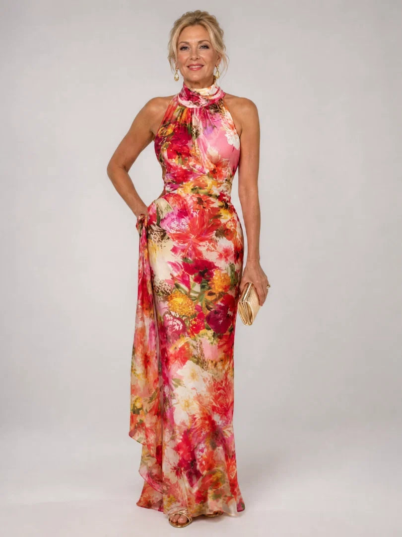 Chloé Halter Neck Floral Print Maxi Dress