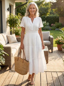Hélène Gathered Midi Dress