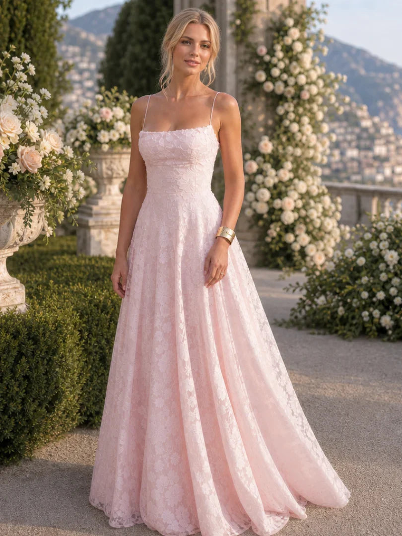 Béatrice Full Lace Spaghetti Strap Maxi Dress