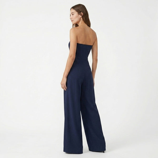 Francesca | Women's Strapless Wide Leg Black Evening Jumpsuit