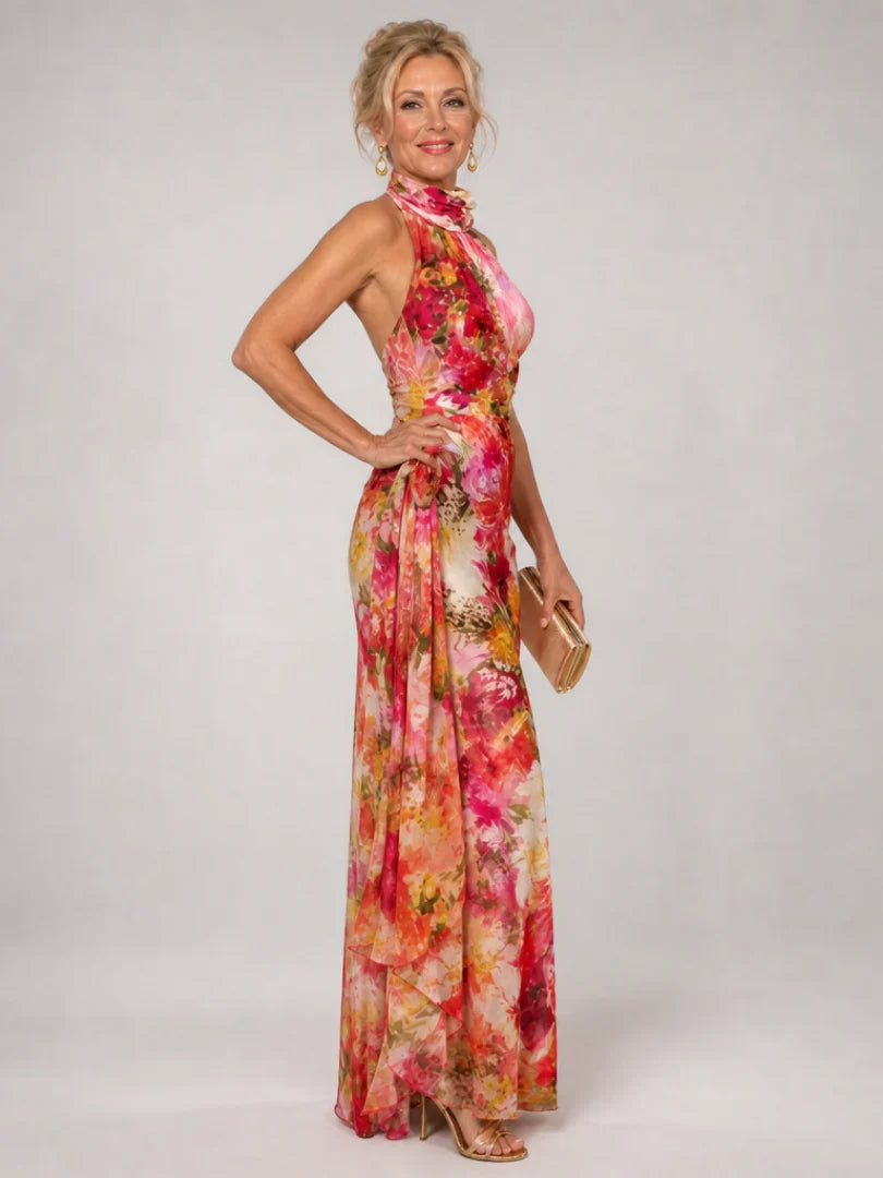Chloé Halter Neck Floral Print Maxi Dress