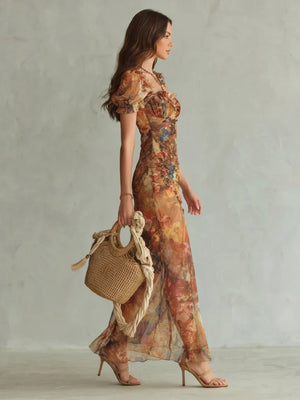 Isabelle Ruffled Chiffon Midi Dress