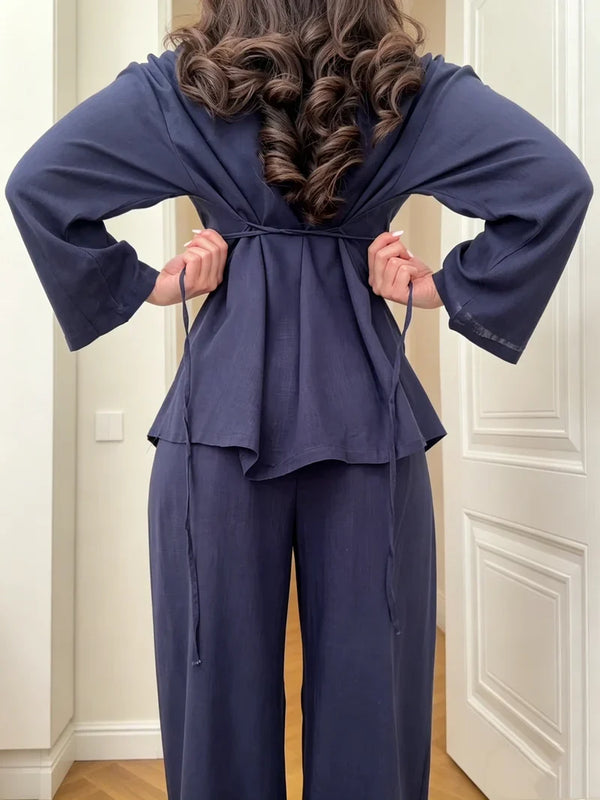 Noémie Lace-Up Linen Co-Ord Set