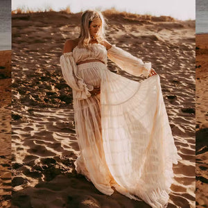 Rosalie Maternity Tiered Tulle Off-Shoulder Maxi Dress