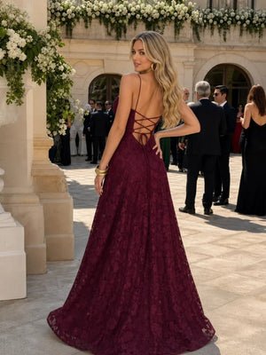Béatrice Full Lace Spaghetti Strap Maxi Dress