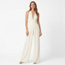 Dominique | Women's Deep V-Neck Sleeveless Wide Leg Evening Jumpsuit