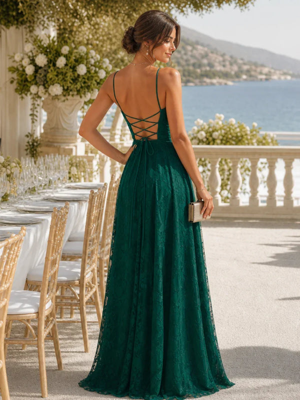 Béatrice Full Lace Spaghetti Strap Maxi Dress
