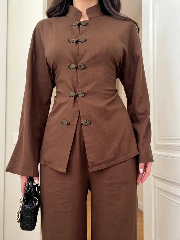 Noémie Lace-Up Linen Co-Ord Set