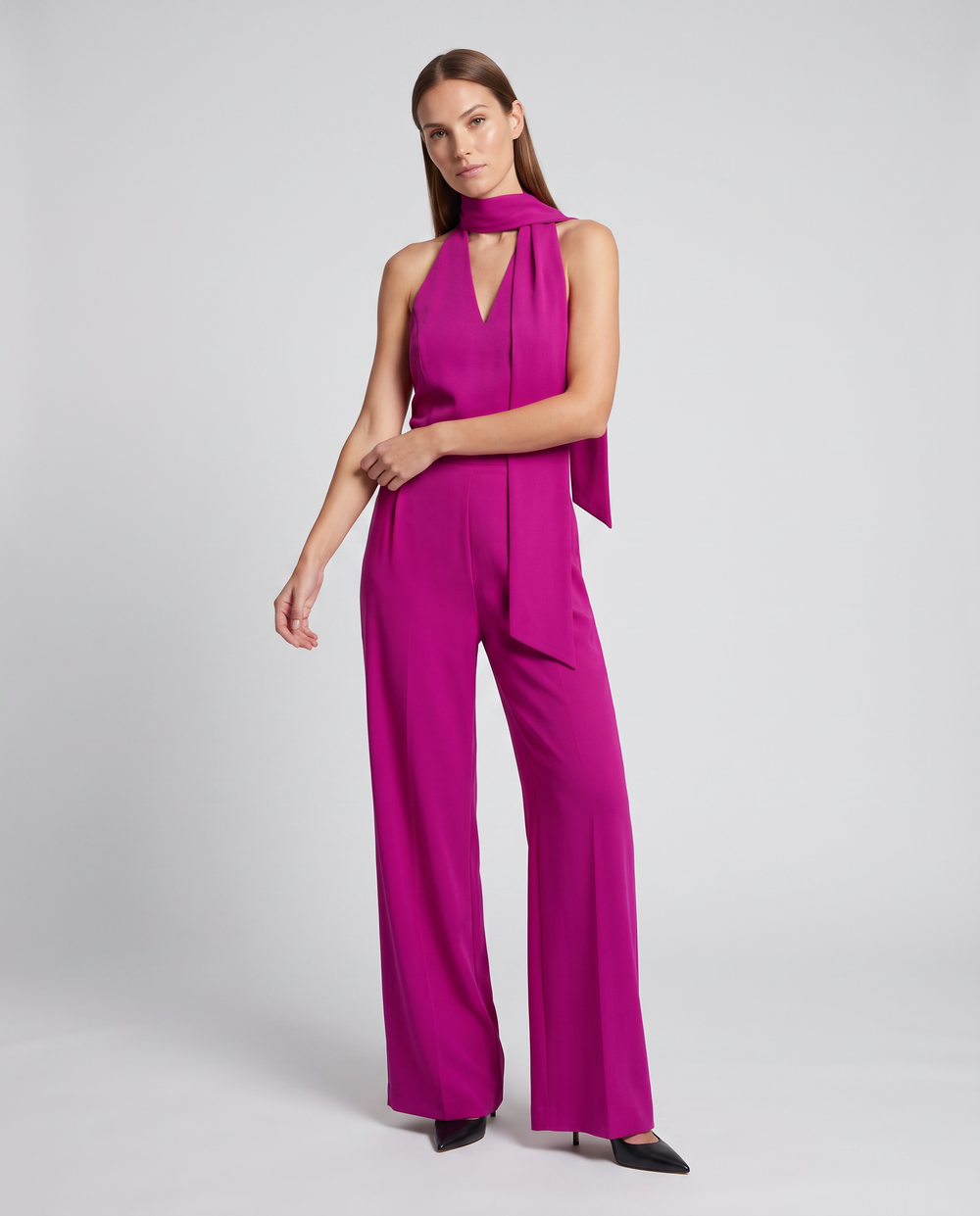 Violet | Women's Halter Neck Wide Leg Wedding Guest Jumpsuit