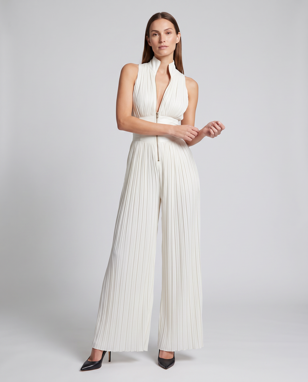 Bianca | Women's Pleated Wide Leg White Wedding Guest Jumpsuit