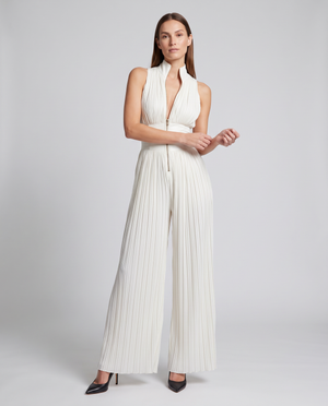 Bianca | Women's Pleated Wide Leg White Wedding Guest Jumpsuit