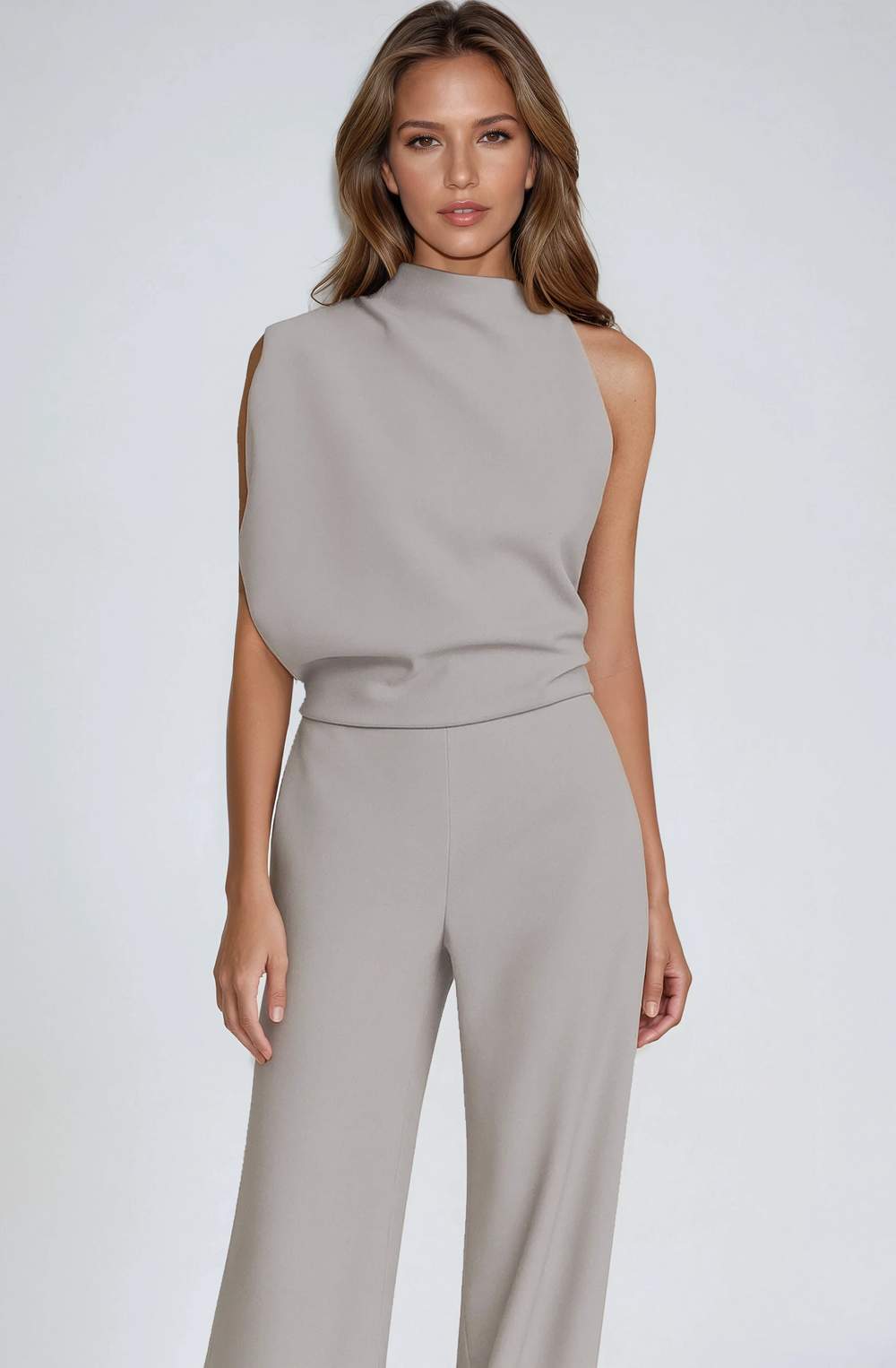 Nadia | Women's Asymmetric One Shoulder Tailored Jumpsuit