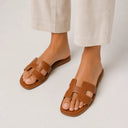 Solène Orthopedic H-Strap Leather Slide Sandal
