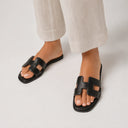 Solène Orthopedic H-Strap Leather Slide Sandal