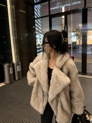Margot Fluffy Faux Fox Fur Oversized Coat