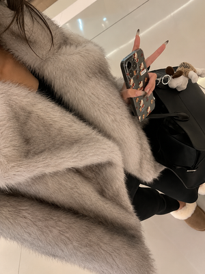 Margot Fluffy Faux Fox Fur Oversized Coat