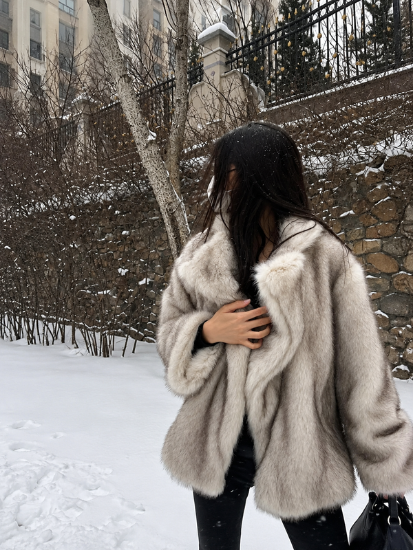 Margot Fluffy Faux Fox Fur Oversized Coat