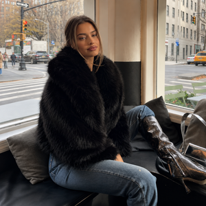 Amélie Shawl Collar Faux Fox Fur Short Coat