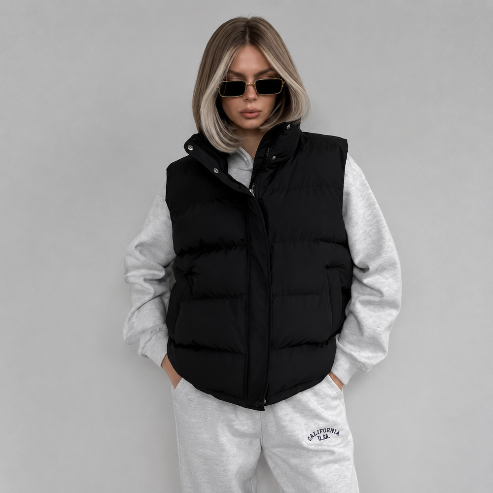 Solène Hooded Sleeveless Puffer Gilet