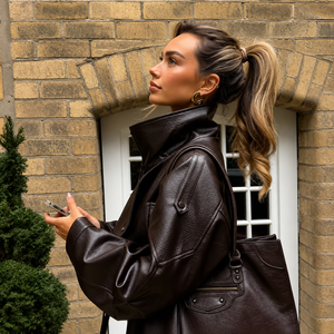 Roxanne Cropped Funnel Neck Faux Leather Jacket
