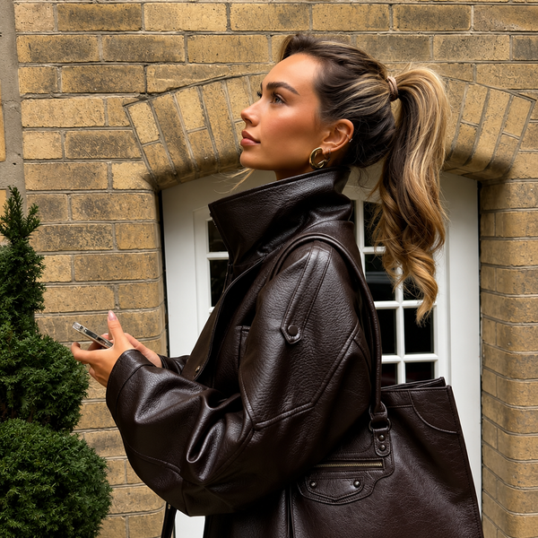 Roxanne Cropped Funnel Neck Faux Leather Jacket