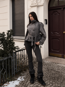 Inès Lace-Up Stand Collar Double-Breasted Trench Jacket