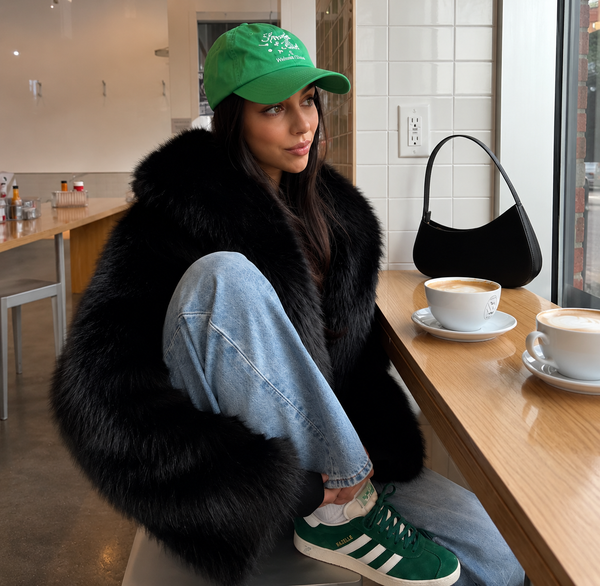 Amélie Shawl Collar Faux Fox Fur Short Coat
