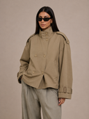 Hailey Funnel Neck Utility Cropped Trench Jacket