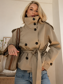 Sienna Cropped Turtle Neck Trench Jacket Classic