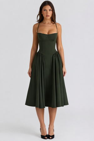 Rosalie Floral Sweetheart Midi Dress