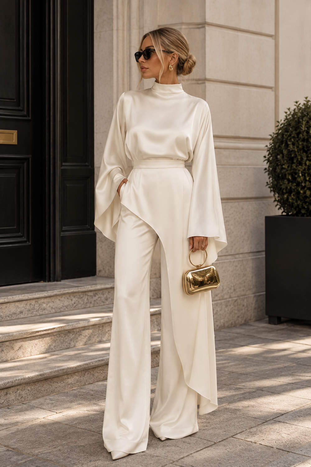 Nadia Asymmetric High-Neck Two-Piece Set
