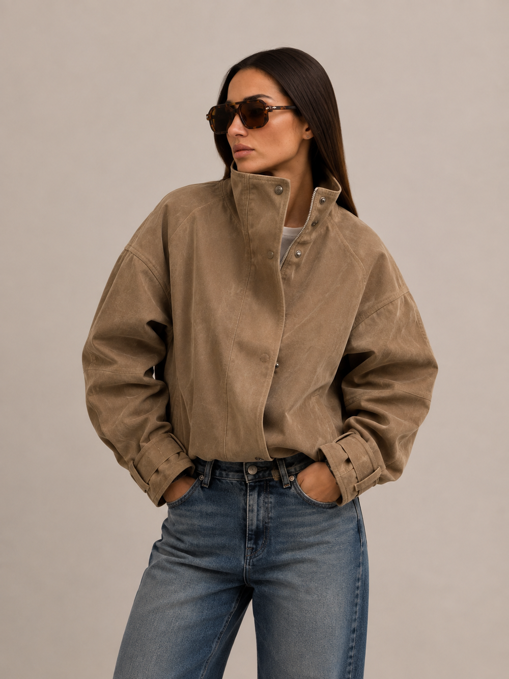 Linda | Women's Faux Suede Zip Jacket
