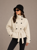Esther | Women's Belted Funnel Neck Coat