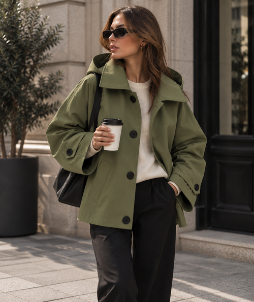 Julia | Women's Belted Hooded Double-Breasted Trench Coat