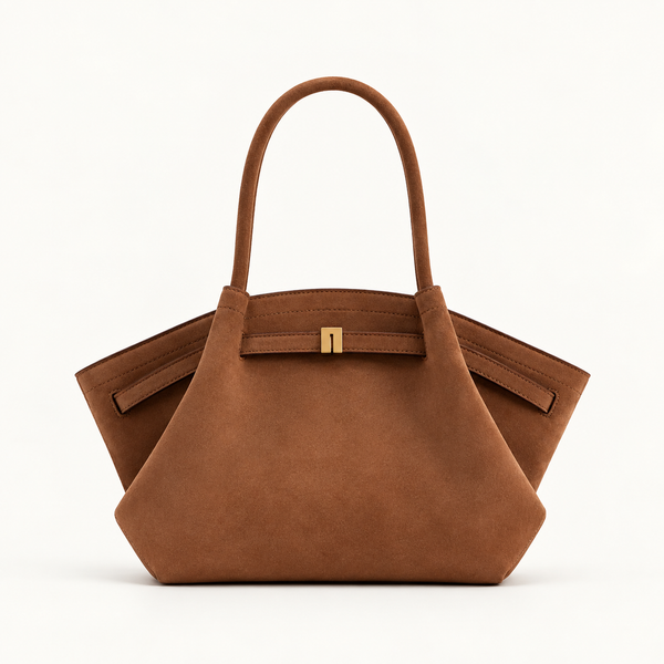 Hana | Women's Fold-Over Faux Suede Top-Handle Tote Bag