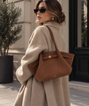 Hana | Women's Fold-Over Faux Suede Top-Handle Tote Bag