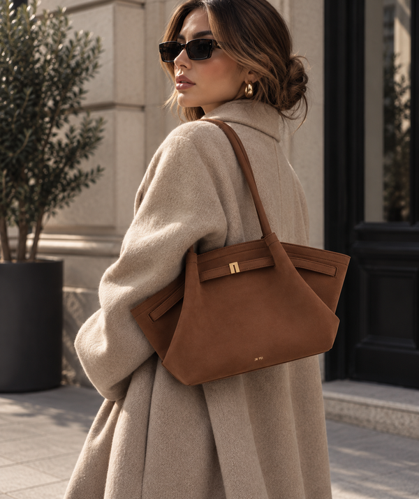 Hana | Women's Fold-Over Faux Suede Top-Handle Tote Bag