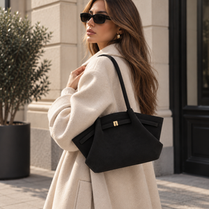 Hana | Women's Fold-Over Faux Suede Top-Handle Tote Bag