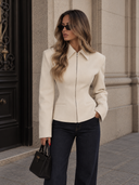 Élise Cinched Zip-Up Lapel Jacket