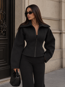 Élise Cinched Zip-Up Lapel Jacket