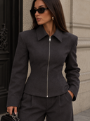 Élise Cinched Zip-Up Lapel Jacket