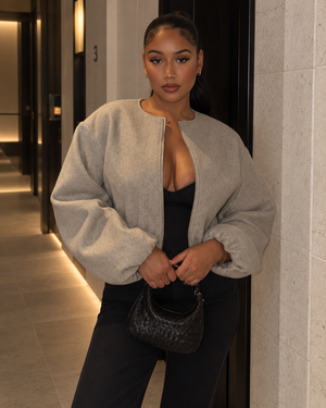 Adèle Cropped Fleece Bomber Jacket