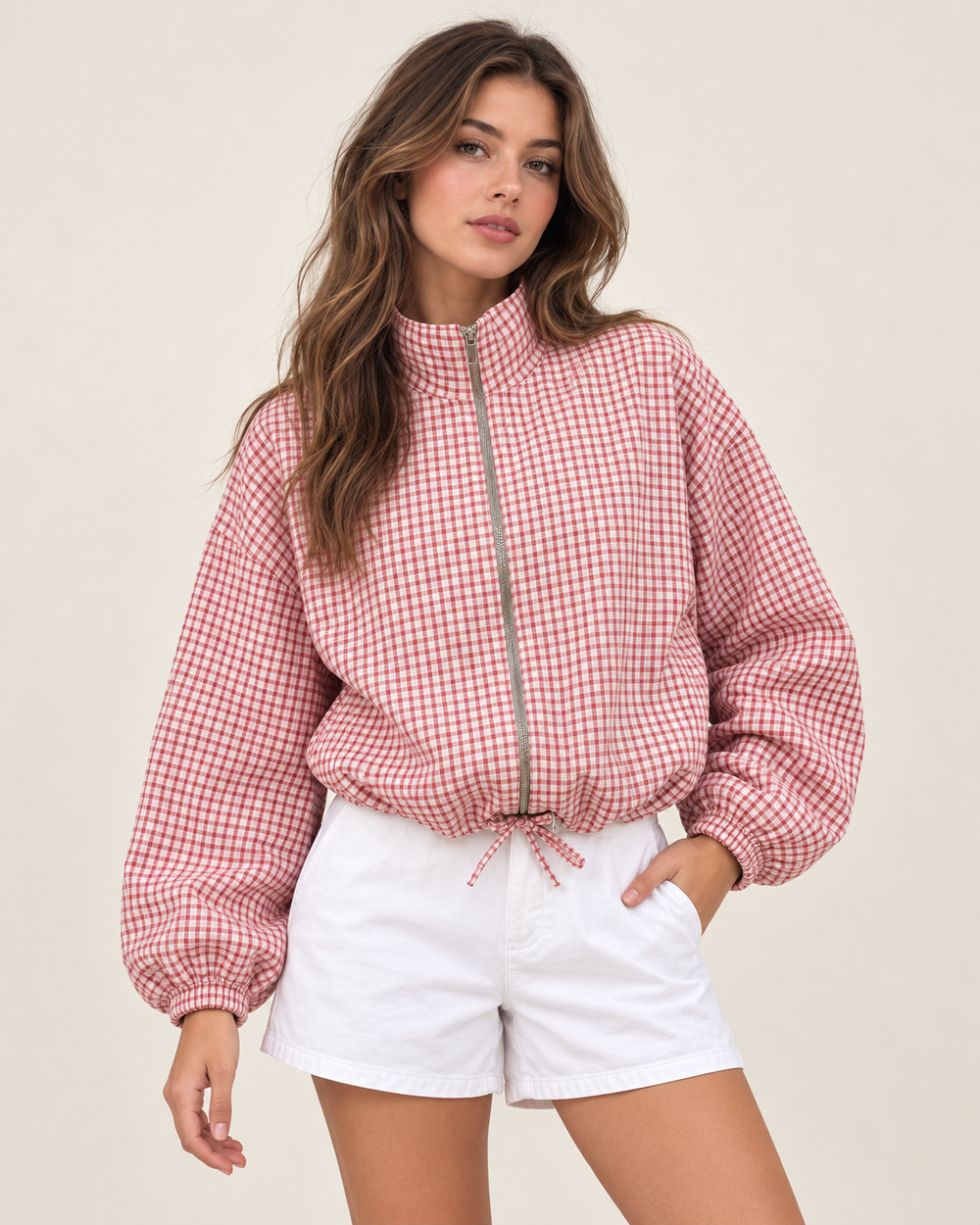 Rosalie Plaid Hooded Cropped Jacket