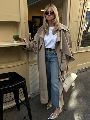 Simone Lace-Up Funnel Neck Trench Coat