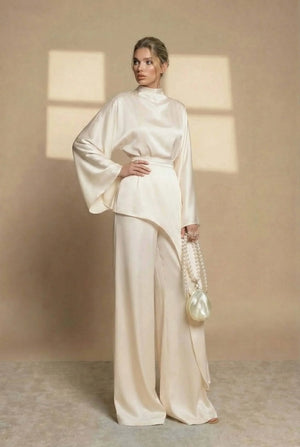 Nadia Asymmetric High-Neck Two-Piece Set